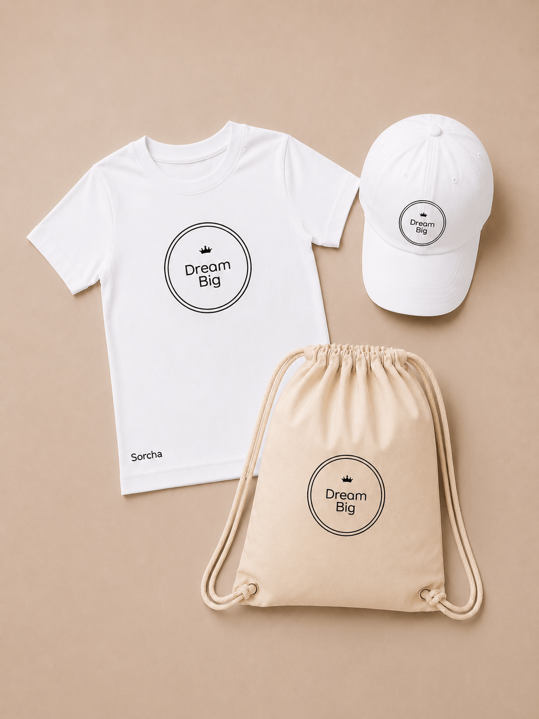 Kids White Collection T-shirt & Cap & Backpack