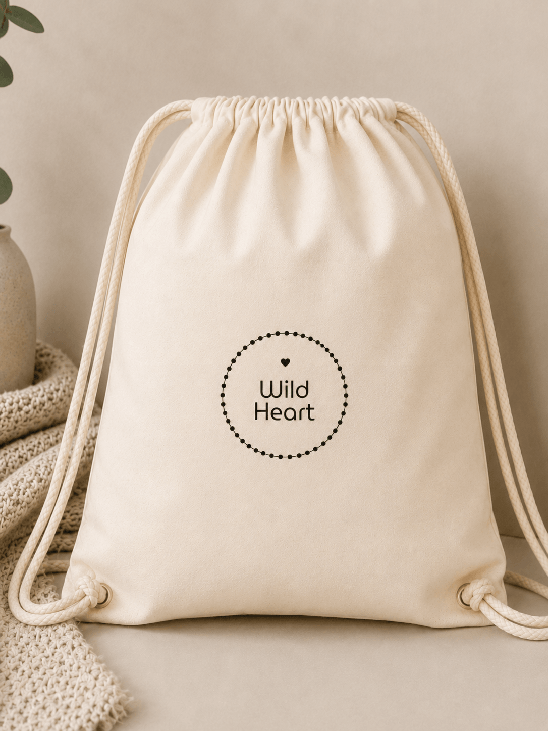 Kids 100% Cotton Drawstring Backpack - Love Collection