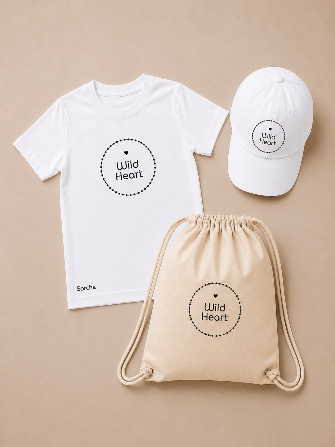 Kids White Collection T-shirt & Cap & Backpack