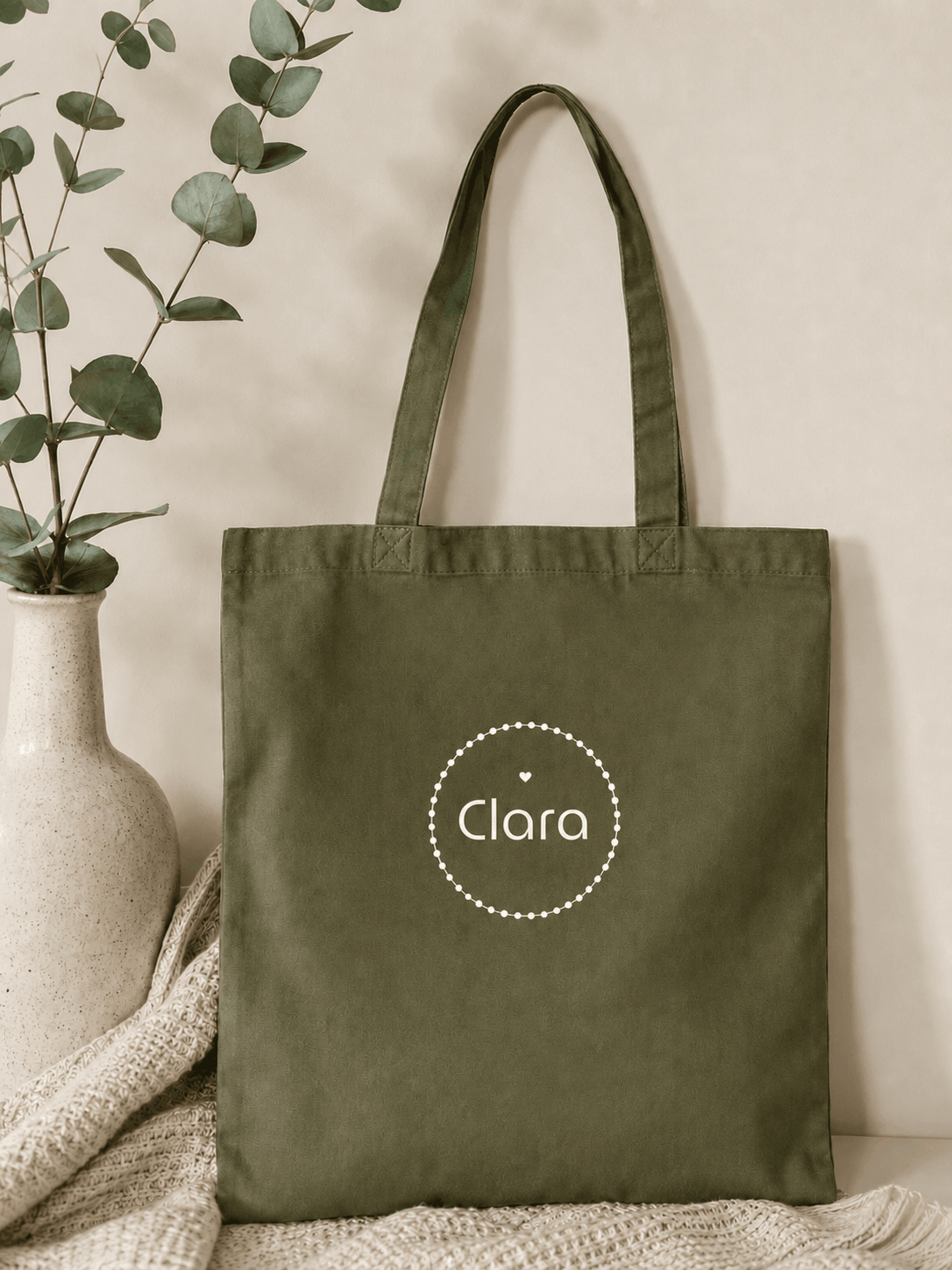 100% Cotton Tote Bag 10L - Olive Love Collection