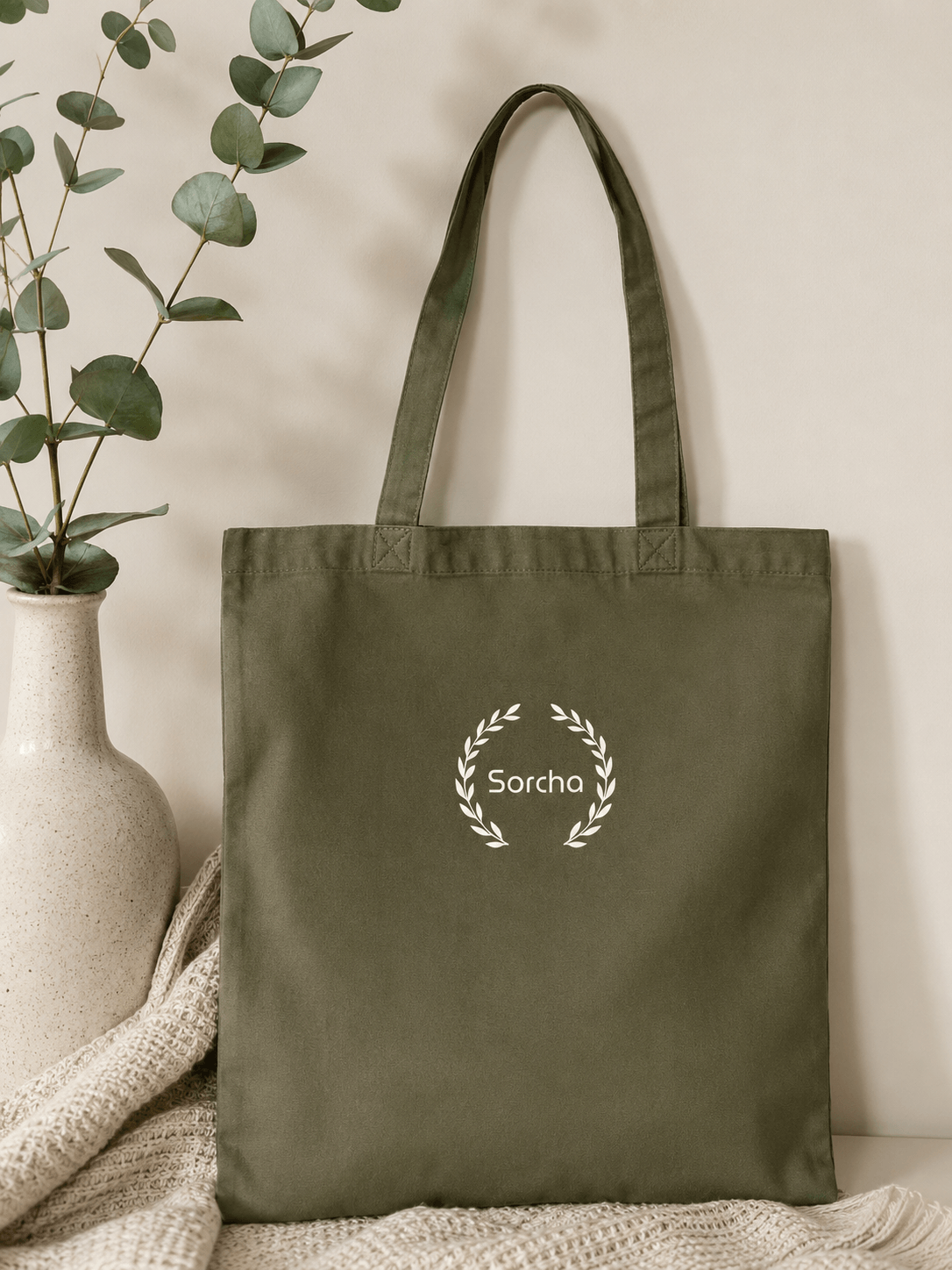 100% Cotton Tote Bag 10L - Olive Laurel Collection